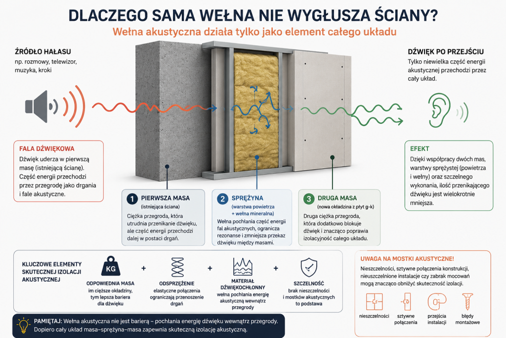 Czy sama wełna akustyczna działa? Prawda o wygłuszaniu ścian i sufitów 1 wełna akustyczna